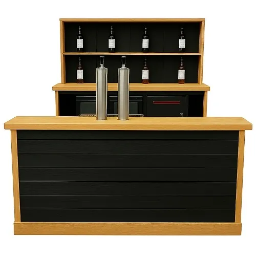 Complete set zwart douglas hout met zweeds rabat incl. bar en koeling
